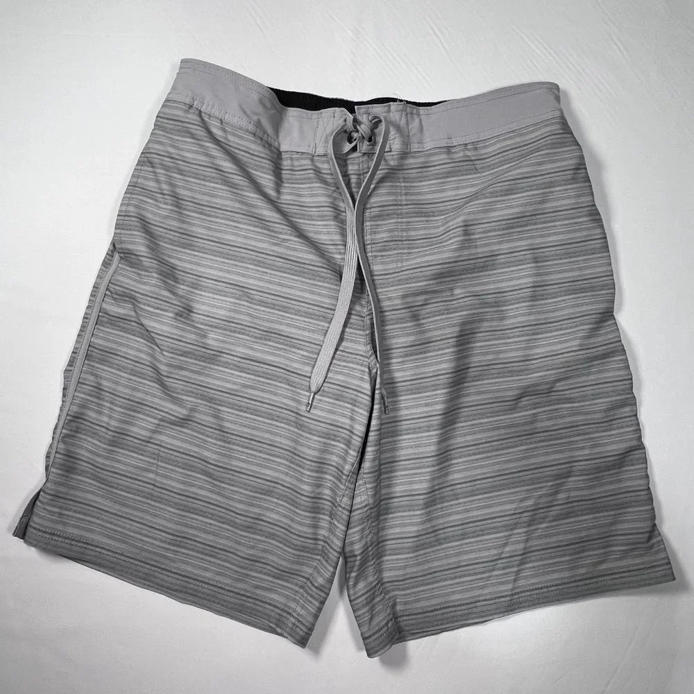 OP Ocean Pacific-Mens Med Board Shorts-Swim Trunks 32/34 Gray‎ Pockets